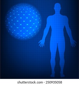 vector illustration Scan Human blue color with sphere 