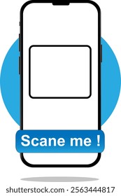 Vector illustration scan me template with phone blue