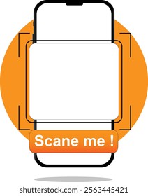 Vector illustration scan me template with phone orange