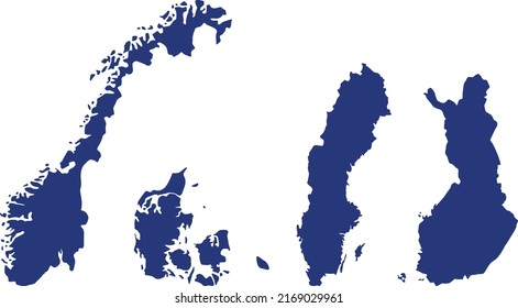 Mapa de la ilustración vectorial de los países escandinavos