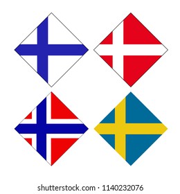 vector illustration of Scandinavia flags