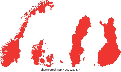 vector illustration of Scandinavian countries map