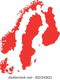 vector illustration of Scandinavian countries map
