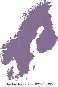 vector illustration of Scandinavian countries map