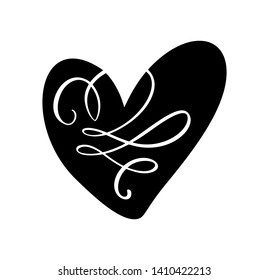 Vector illustration scandinavian Heart in style of minimalism. Romantic calligraphy vector love sign. Hand drawn icon for valentines day. Concept symbol for greeting card, poster wedding