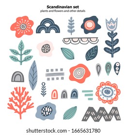 Vector illustration scandinavian style set of flowers.