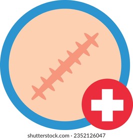 Vector illustration of a scar, healed wound. Medical attention and first aid. svg