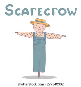Vector illustration of scarecrow. Cute alphabet in vector. S  letters. Funny cartoon. 