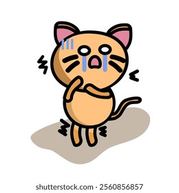 Vector illustration of scared cartoon cat
