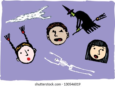 Vector illustration of scared children