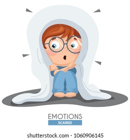 Vector Illustration Of Scared Kid Emotion