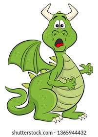 vector illustration of a scared looking cartoon dragon