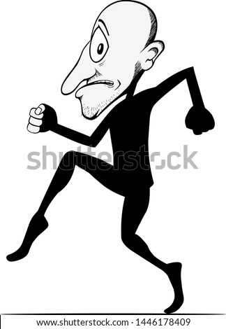 Vector illustration of a scared man tiptoeing