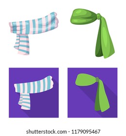 Vector illustration of scarf and shawl icon. Collection of scarf and accessory stock symbol for web.