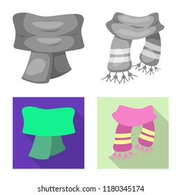 Vector illustration of scarf and shawl icon. Set of scarf and accessory stock vector illustration.