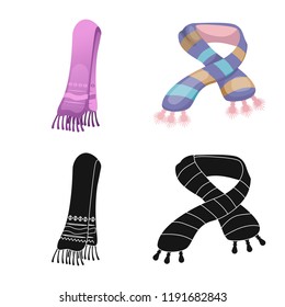 Vector illustration of scarf and shawl icon. Set of scarf and accessory stock vector illustration.