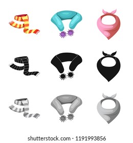 Vector illustration of scarf and shawl icon. Collection of scarf and accessory stock vector illustration.