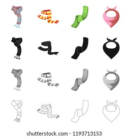Vector illustration of scarf and shawl icon. Collection of scarf and accessory stock symbol for web.