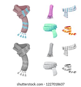 Vector illustration of scarf and shawl icon. Set of scarf and accessory stock vector illustration.