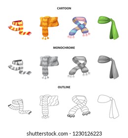 Vector illustration of scarf and shawl icon. Set of scarf and accessory stock symbol for web.