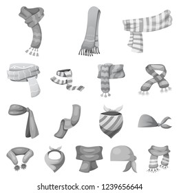 Vector illustration of scarf and shawl icon. Set of scarf and accessory vector icon for stock.