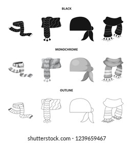 Vector illustration of scarf and shawl icon. Set of scarf and accessory stock symbol for web.