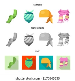 Vector illustration of scarf and shawl logo. Collection of scarf and accessory stock symbol for web.