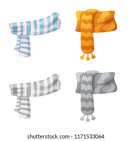 Vector illustration of scarf and shawl logo. Set of scarf and accessory stock vector illustration.