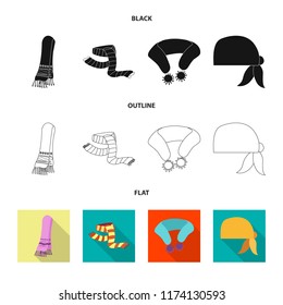 Vector illustration of scarf and shawl logo. Collection of scarf and accessory stock symbol for web.