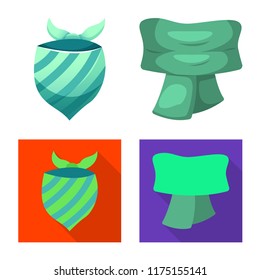 Vector illustration of scarf and shawl logo. Collection of scarf and accessory stock symbol for web.