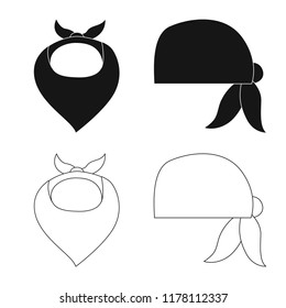 Vector illustration of scarf and shawl logo. Set of scarf and accessory stock vector illustration.