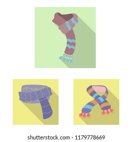 Vector illustration of scarf and shawl logo. Set of scarf and accessory stock symbol for web.