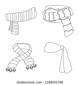 Vector illustration of scarf and shawl logo. Set of scarf and accessory stock vector illustration.