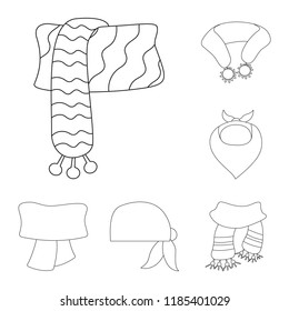 Vector illustration of scarf and shawl logo. Set of scarf and accessory stock vector illustration.