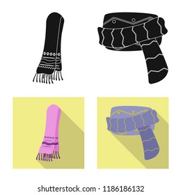 Vector illustration of scarf and shawl logo. Set of scarf and accessory stock symbol for web.