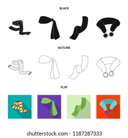 Vector illustration of scarf and shawl logo. Collection of scarf and accessory stock symbol for web.