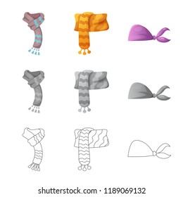 Vector illustration of scarf and shawl logo. Collection of scarf and accessory stock vector illustration.
