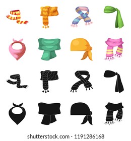 Vector illustration of scarf and shawl logo. Collection of scarf and accessory stock symbol for web.