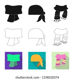 Vector illustration of scarf and shawl logo. Set of scarf and accessory stock vector illustration.