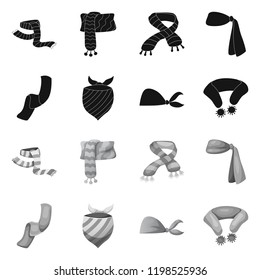 Vector illustration of scarf and shawl logo. Collection of scarf and accessory stock symbol for web.
