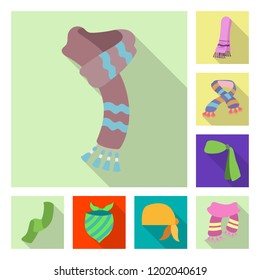 Vector illustration of scarf and shawl logo. Set of scarf and accessory stock symbol for web.