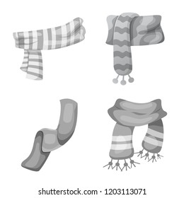 Vector illustration of scarf and shawl logo. Collection of scarf and accessory stock symbol for web.