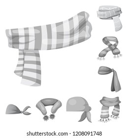 Vector illustration of scarf and shawl logo. Collection of scarf and accessory stock symbol for web.