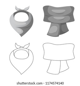 Vector illustration of scarf and shawl sign. Set of scarf and accessory vector icon for stock.