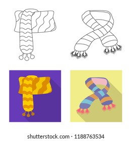Vector illustration of scarf and shawl sign. Set of scarf and accessory stock vector illustration.