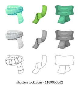 Vector illustration of scarf and shawl sign. Collection of scarf and accessory vector icon for stock.
