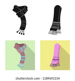 Vector illustration of scarf and shawl sign. Set of scarf and accessory stock symbol for web.