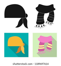 Vector illustration of scarf and shawl sign. Set of scarf and accessory vector icon for stock.