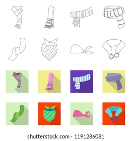 Vector illustration of scarf and shawl sign. Collection of scarf and accessory stock symbol for web.