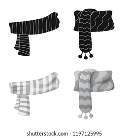 Vector illustration of scarf and shawl sign. Collection of scarf and accessory stock symbol for web.